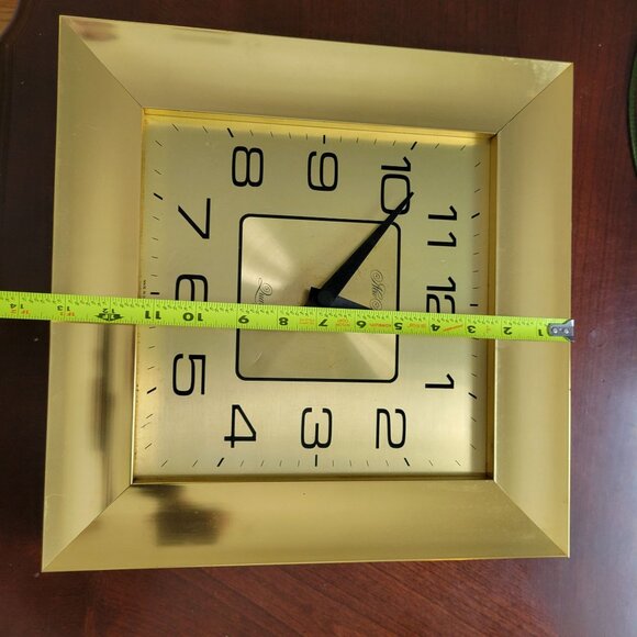 Gold New Haven Quartz Wall Clock 14x14 Inches Square Battery Operated Modern Des - Picture 8 of 10